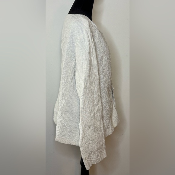 Eileen Fisher cotton linen blend textured light jacket in oatmeal Large EUC - Picture 7 of 10